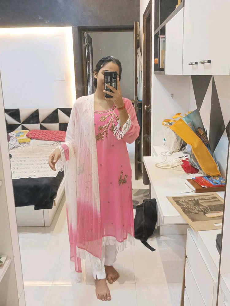 Pink Embroidered Salwar Kameez Suit