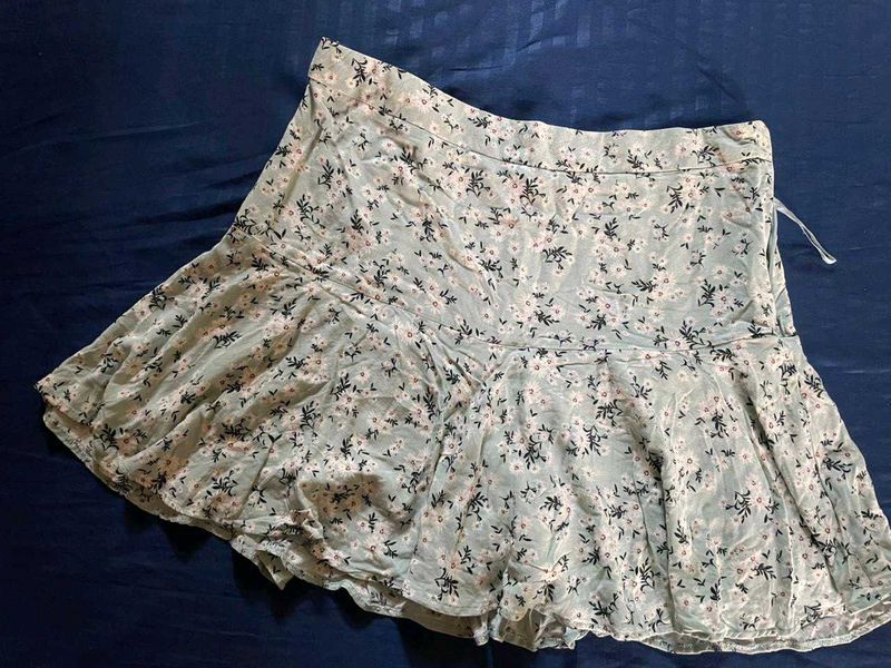 Floral Print Mini Skirt With Shorts Inside