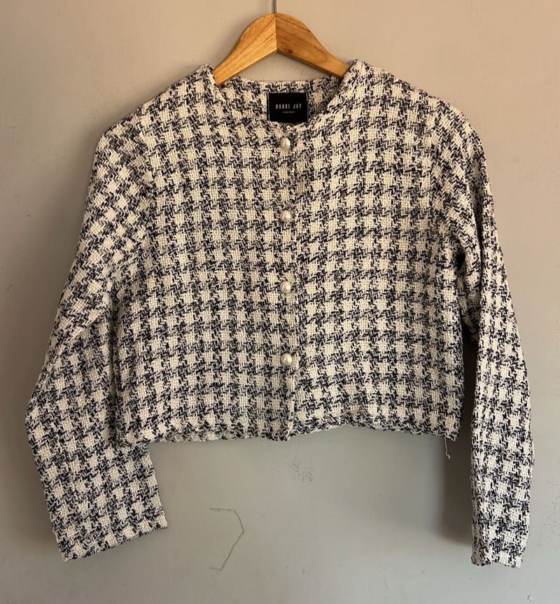 Houndstooth Cropped Jacket