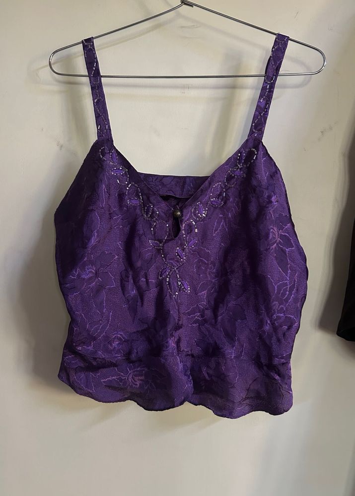 Vintage Purple Beaded Cami Top