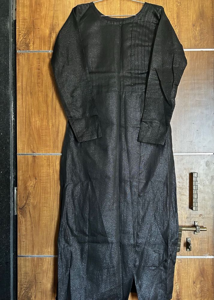 Shiny Black Straight Kurti