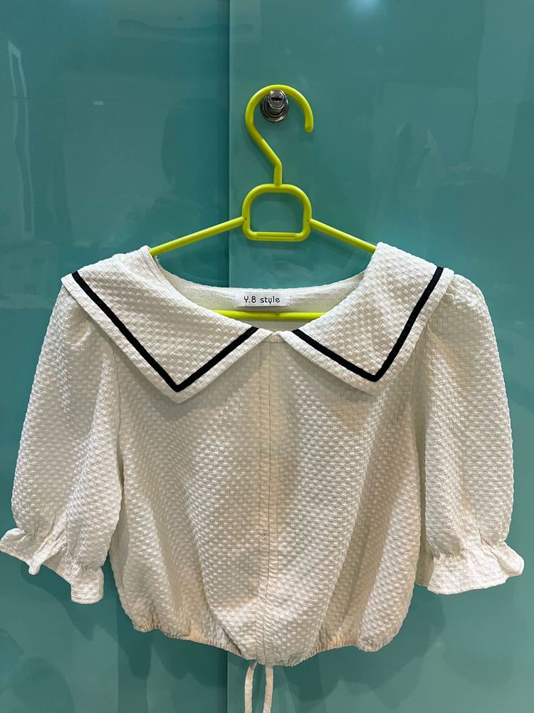 White Peter Pan Collar Top