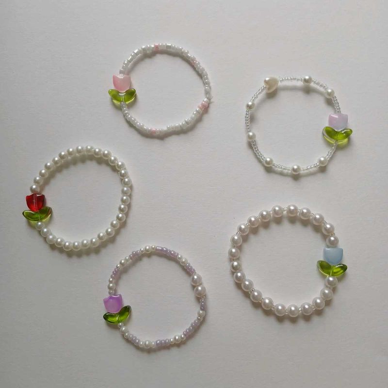 Tulip Beaded Bracelet Set Of 5