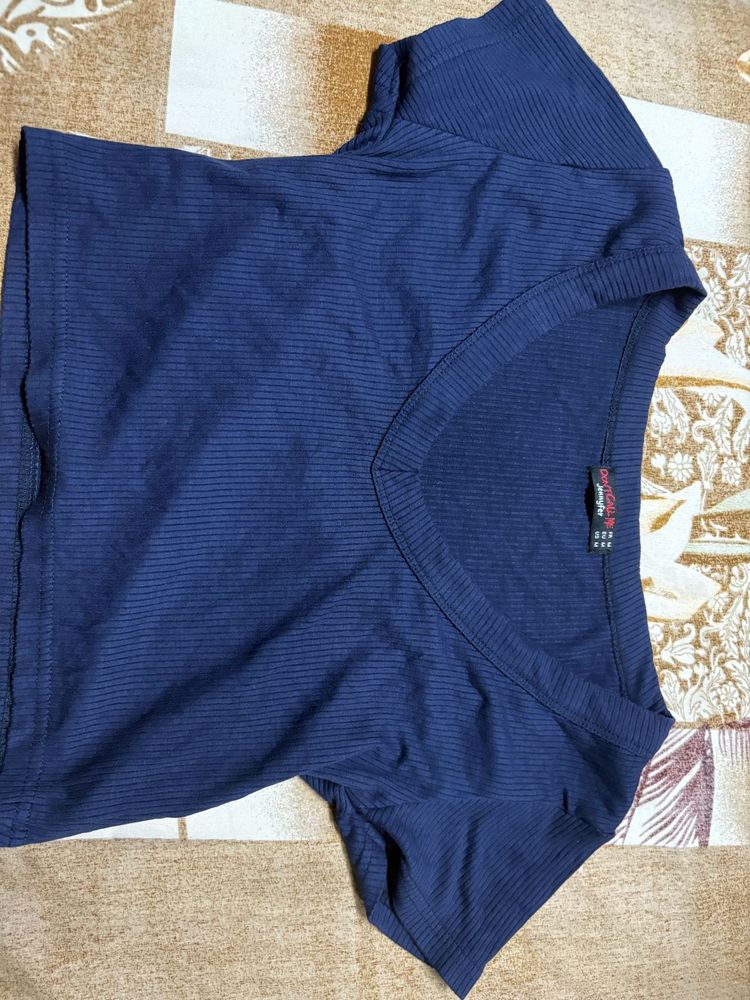 Navy Blue Crop Top
