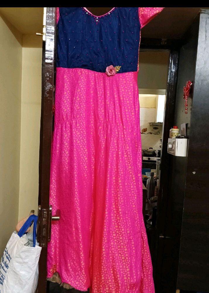 Ethinic Gown In Blue 💙 &amp; Rani Pink