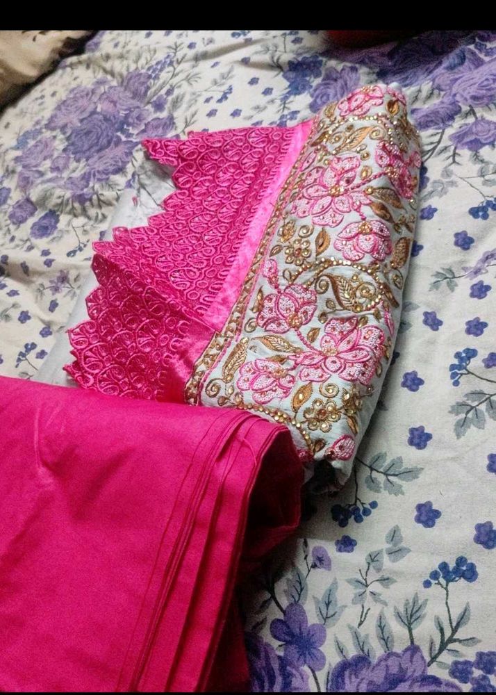 Pink Embroidered Dress Materials