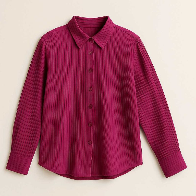 Ribbed Button-Down Shirt