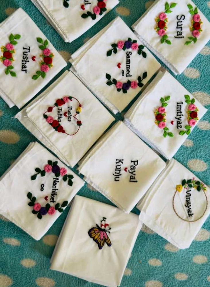 Embroidered Name Hankies - Personalized Gift