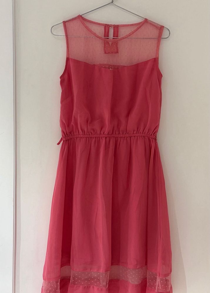Coral Sleeveless Party Dress
