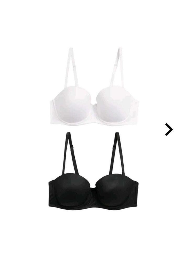M&amp;S Black &amp; White Lightly Padded Bra