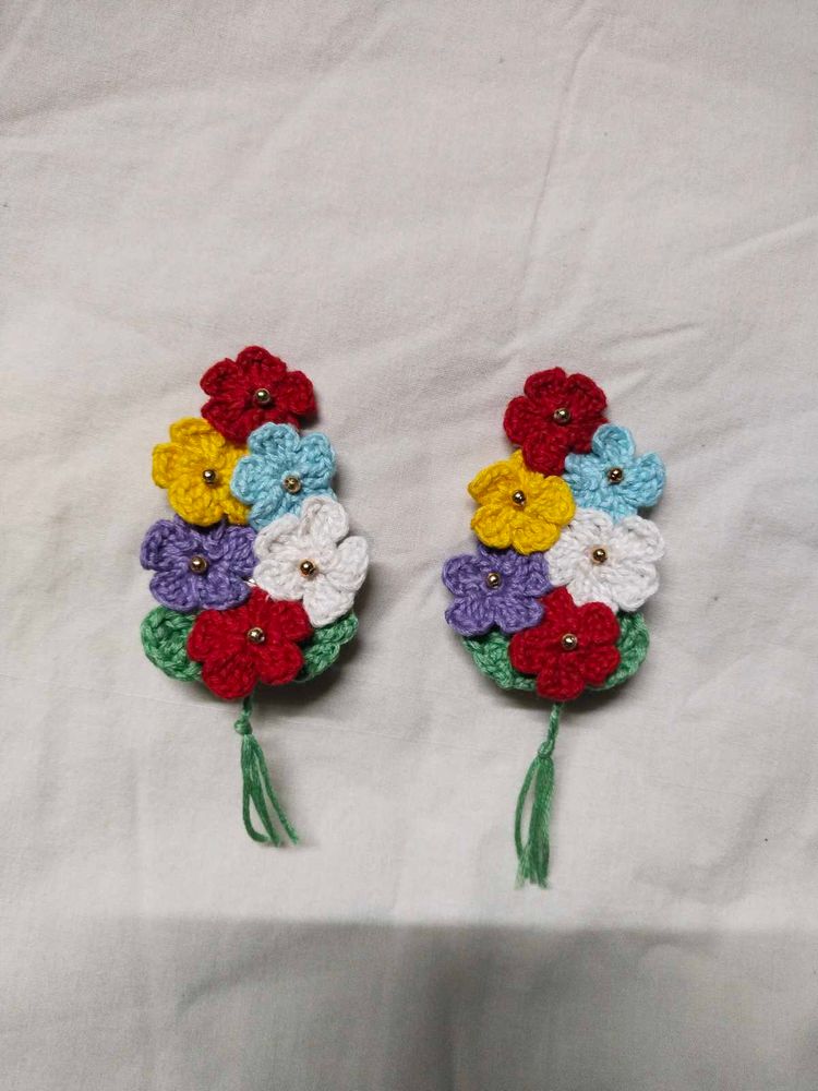 2 Crochet Flower Bouquet Hair Zlips