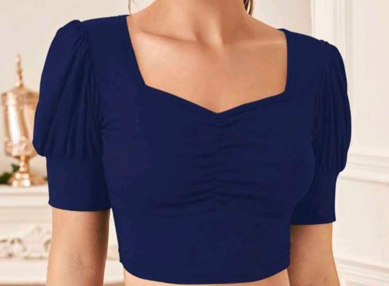 Navy Blue Crop Top