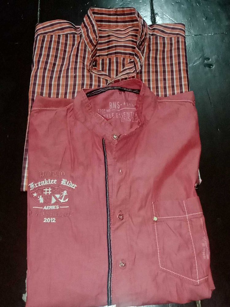Combo of 2 Red Men's Casual Shirt Bundle