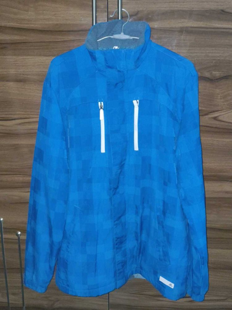 Adidas Blue Plaid Casual Jacket for Men