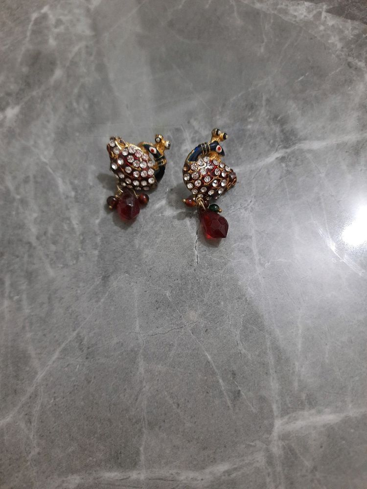 Peacock Pendant For Neck Lace  With Earrings