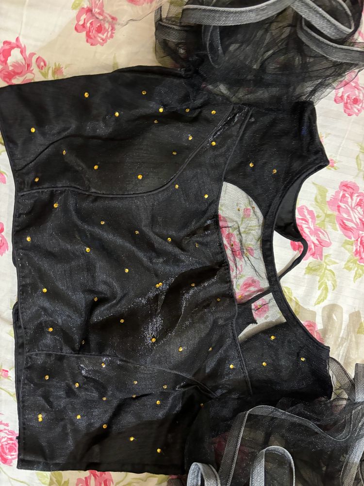 Fancy Sleeve Black Blouse