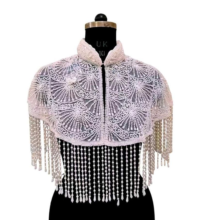 Pearl Beaded Fringe Cape