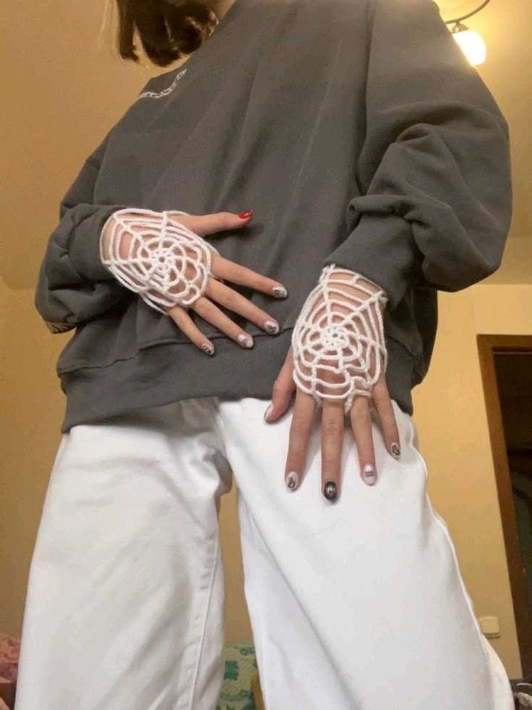 Crochet Spiderweb Fingerless Gloves