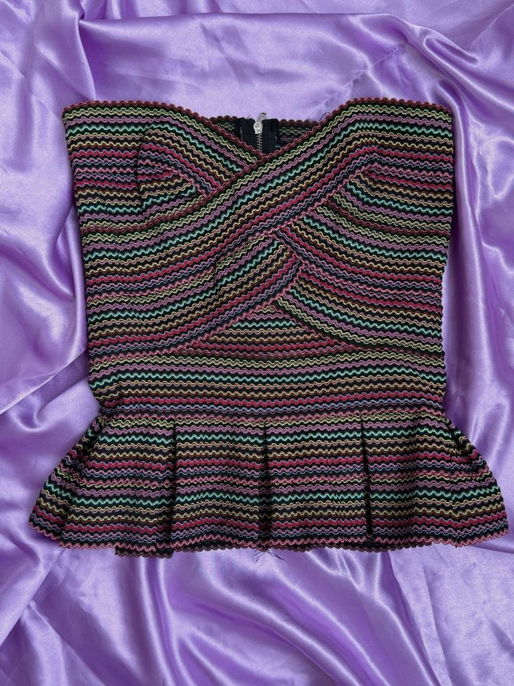 Retro Zigzag Peplum Top