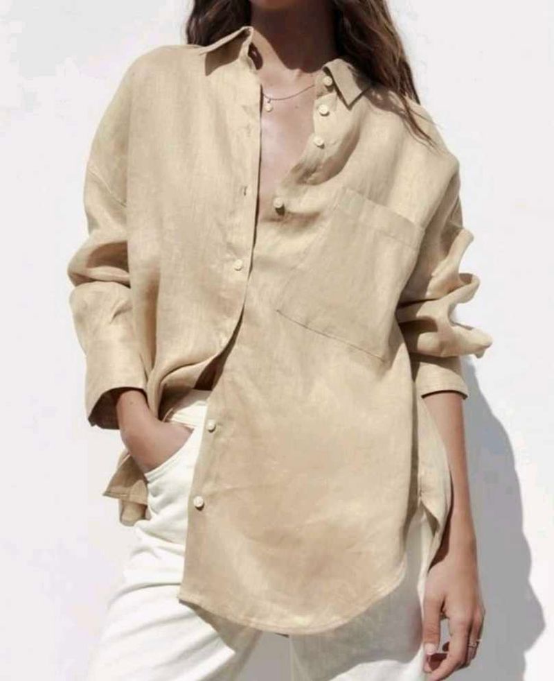 Zara Oversized Linen Blend Shirt