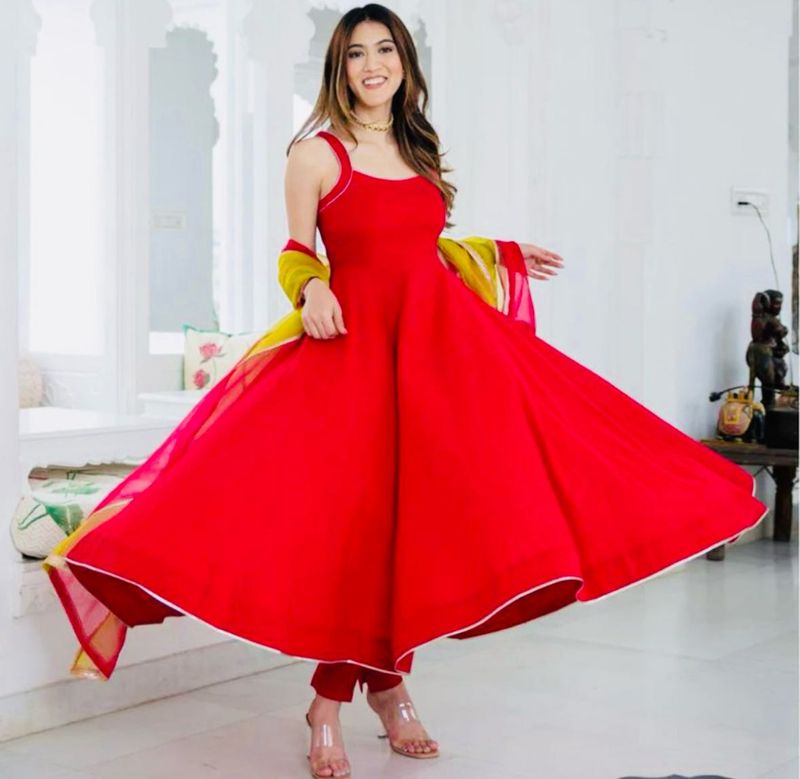 Red Anarkali Suit Set