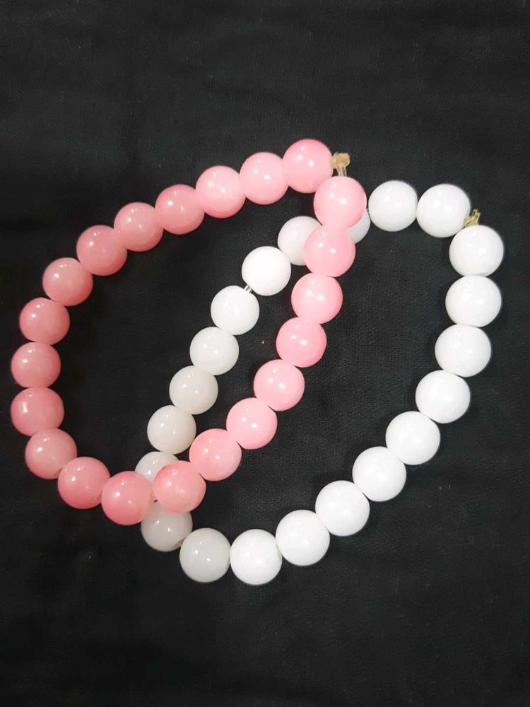 Pink And White Bead Bracelet