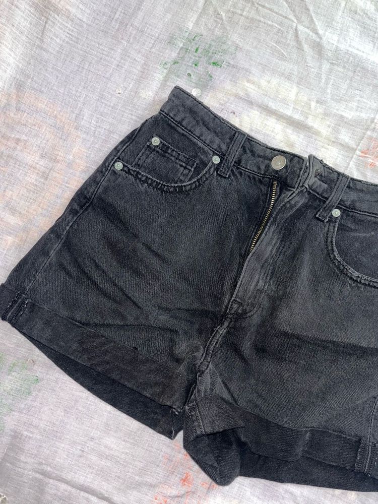 Black Denim Shorts
