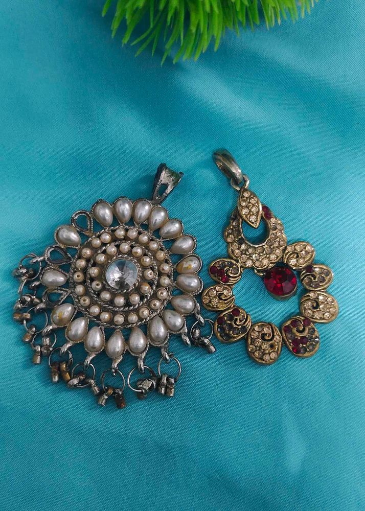 2 Vintage Pendant Set Two Ring