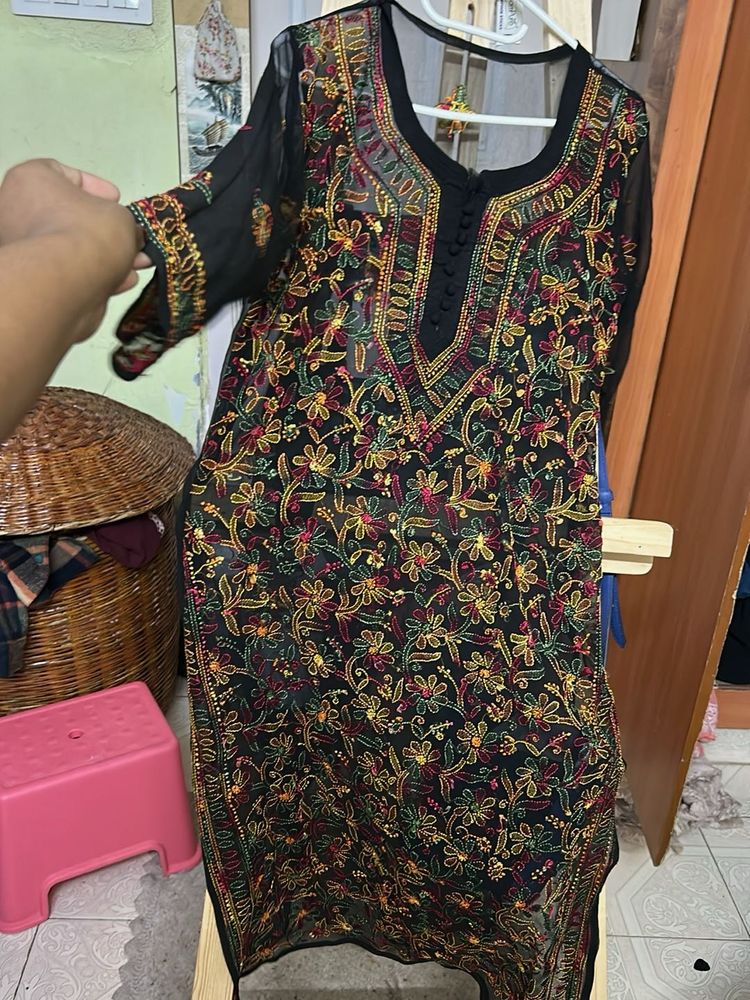 Black Chikankari Kurti