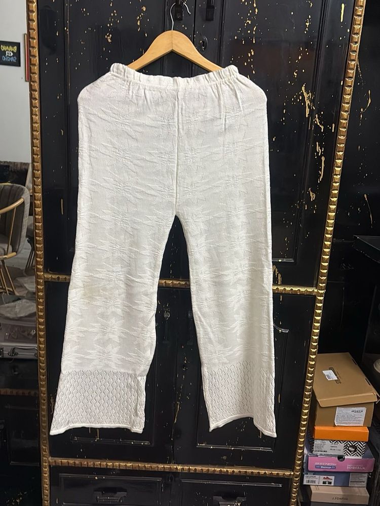 White woolen Palazzo Pants