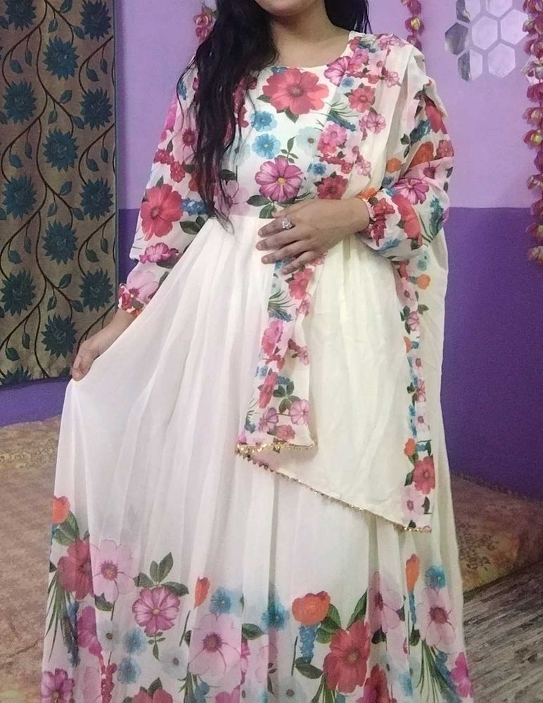 Floral Print Anarkali Kurta Set