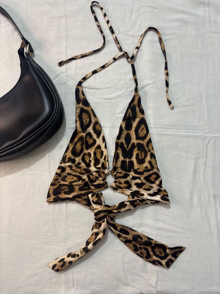 y2k leopard print bralette top for women