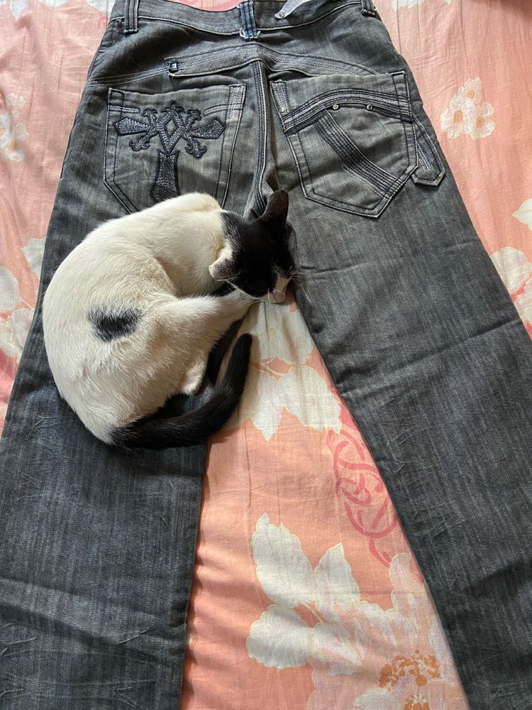 Vintage Gray Wash Denim Jeans