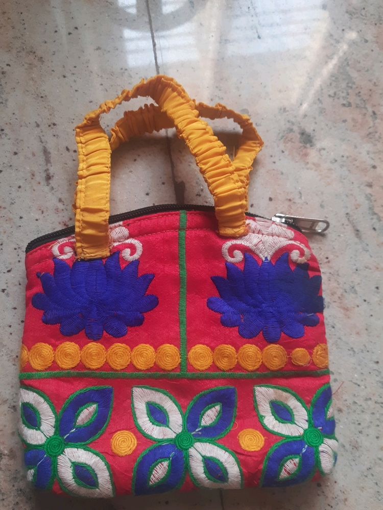 Handmade Red Emroidry Hand Purse