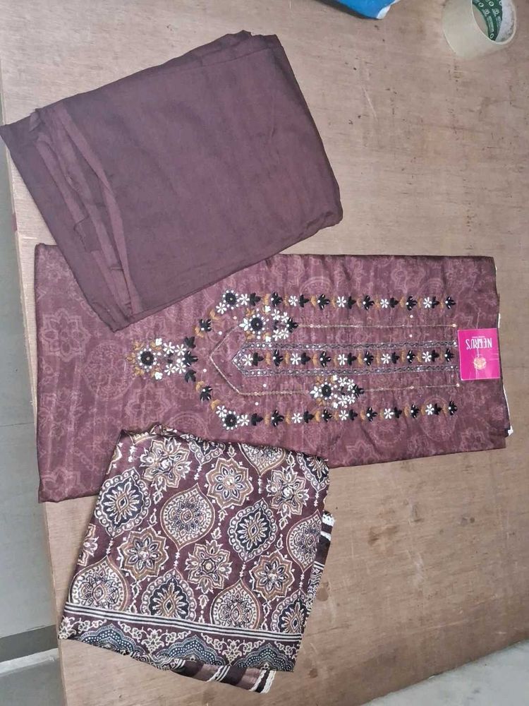 Embroidered Dress Material🤎