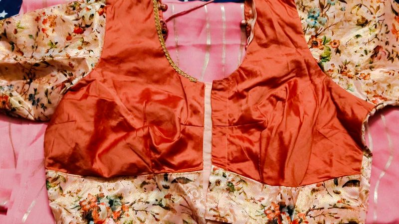 Floral saree stitched patch work blouse