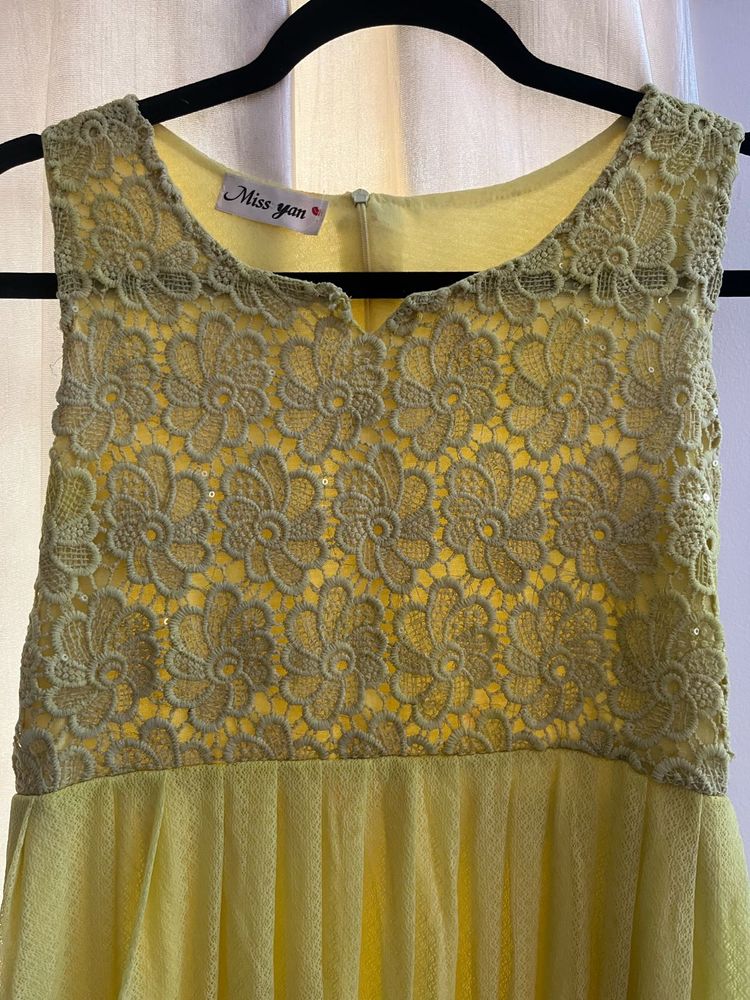 Yellow Lace Party Dress