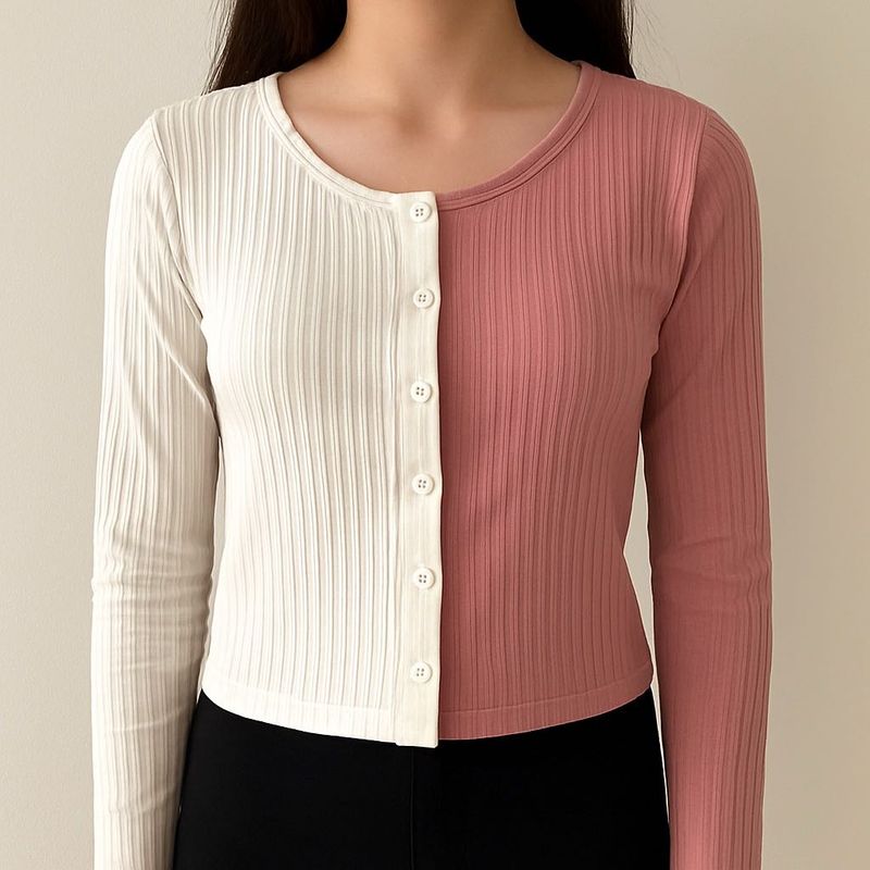 Pink &amp; White Long Sleeve Top