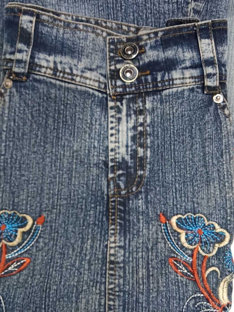 Embroidered Denim Mini Skirt
