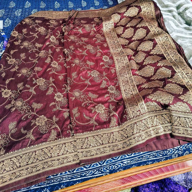Maroon Banarasi Silk Saree