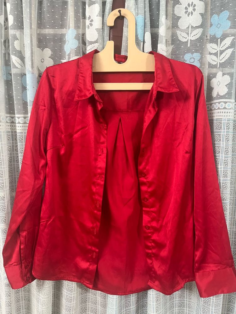 Red Satin Blouse
