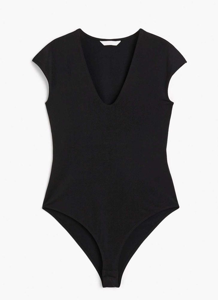 Black V-Neck Bodysuit