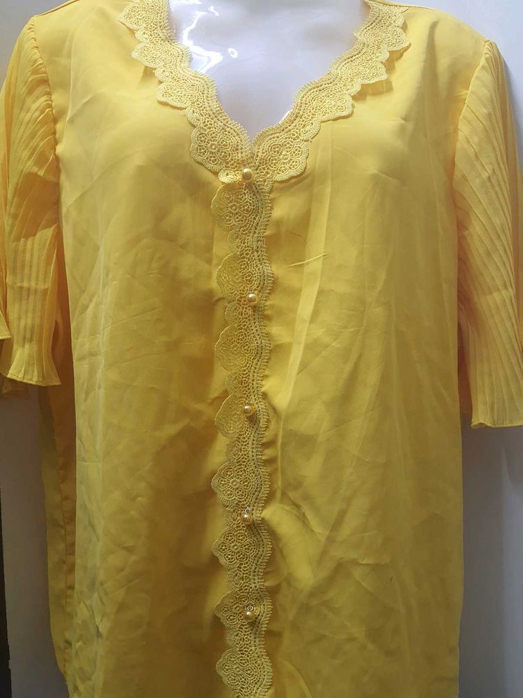Vintage Yellow Lace Top - Imported From Germany