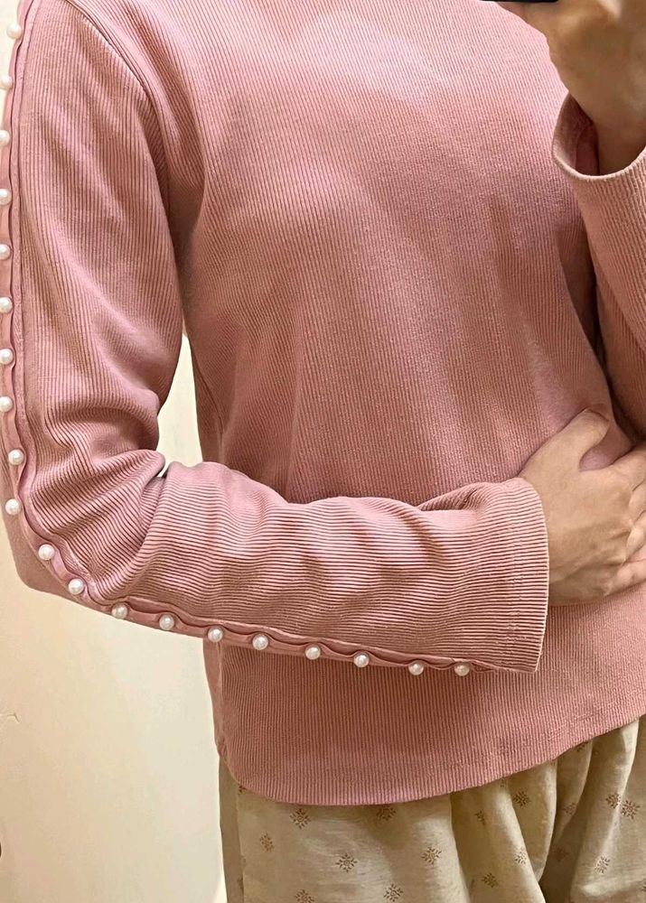 Pearl Embellished Knit Top
