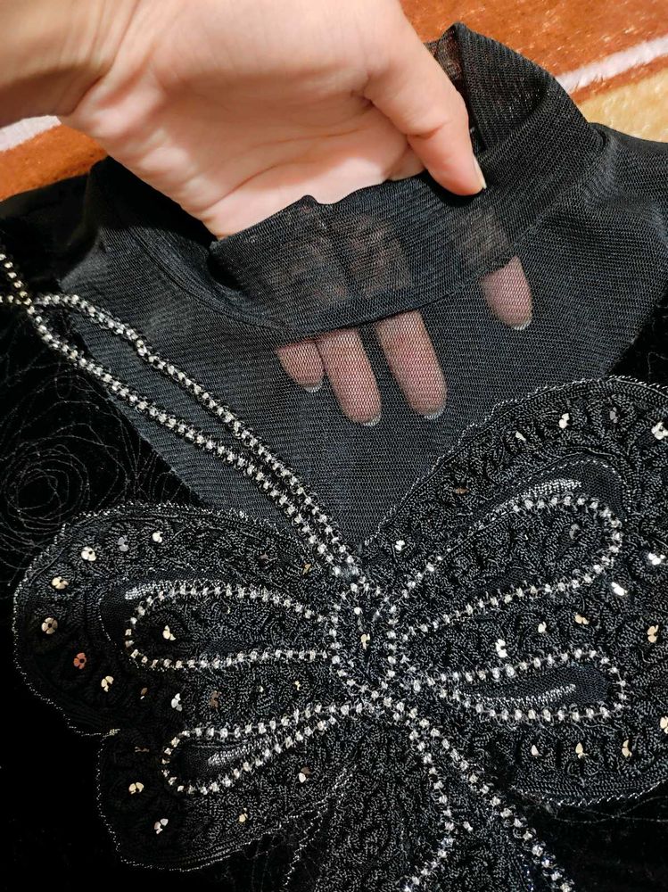 Elegant Black Velvet Top