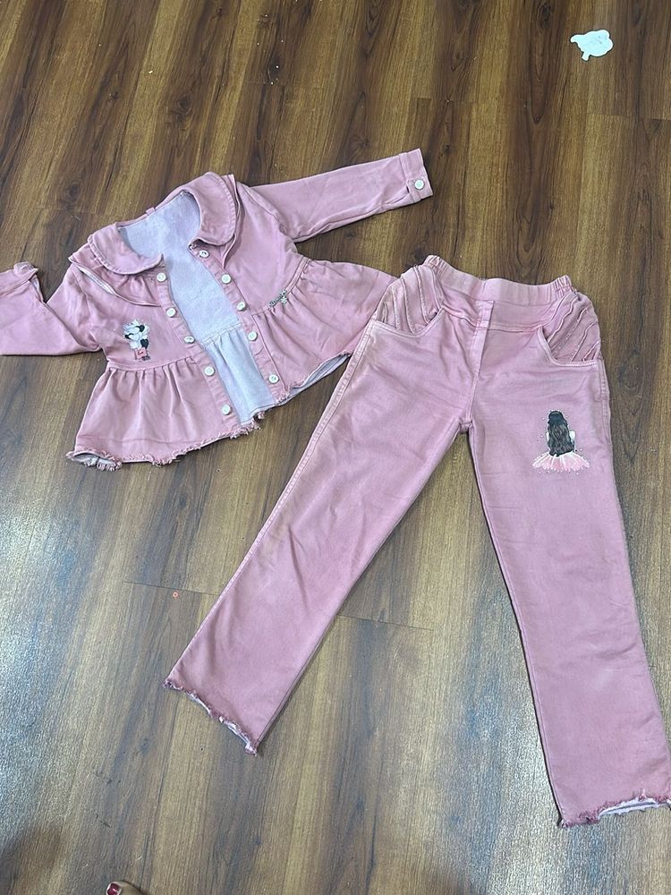 front open jacket and pant set