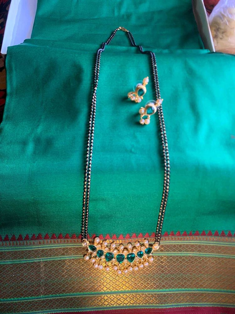 Tanmani Set Mangalsutra With Earings In Green 💚
