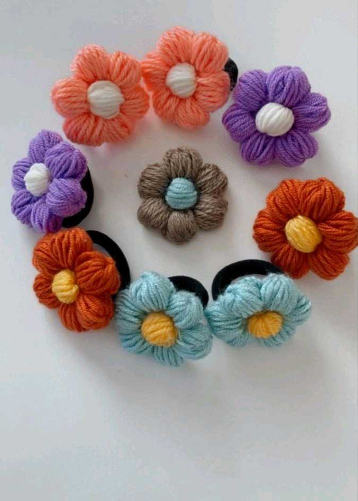 Colorful Flower Hair Ties (Set of 2 random )