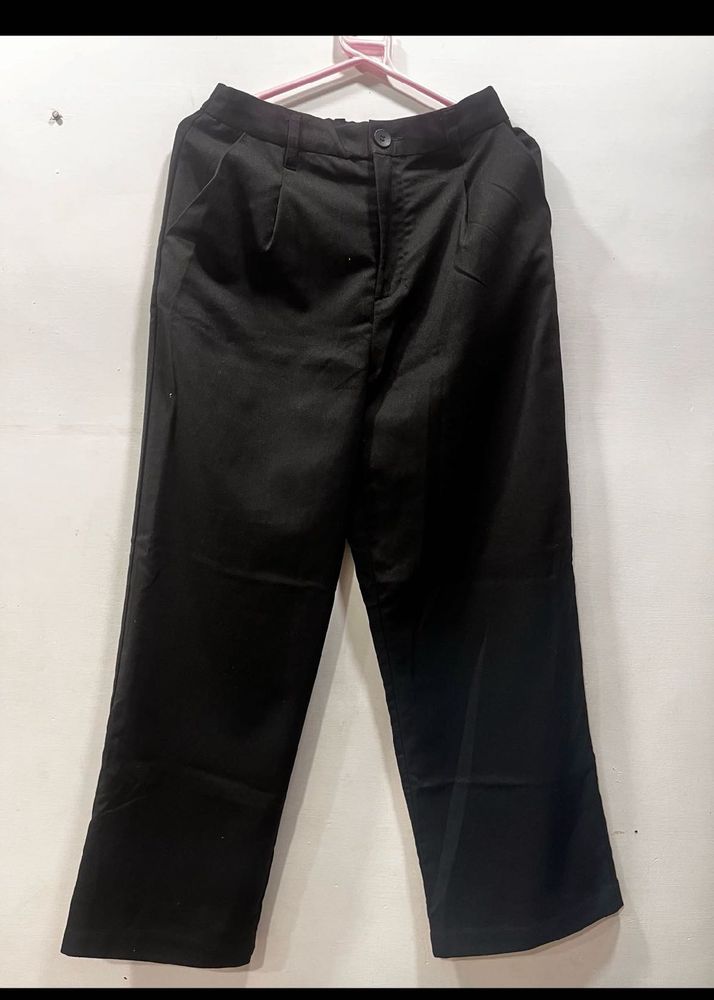 Black Wide Leg Trousers High Rise