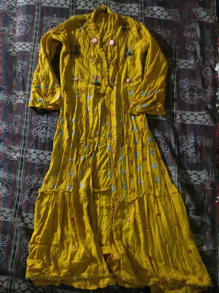 Mustard Colors Full Length Kurta Like New